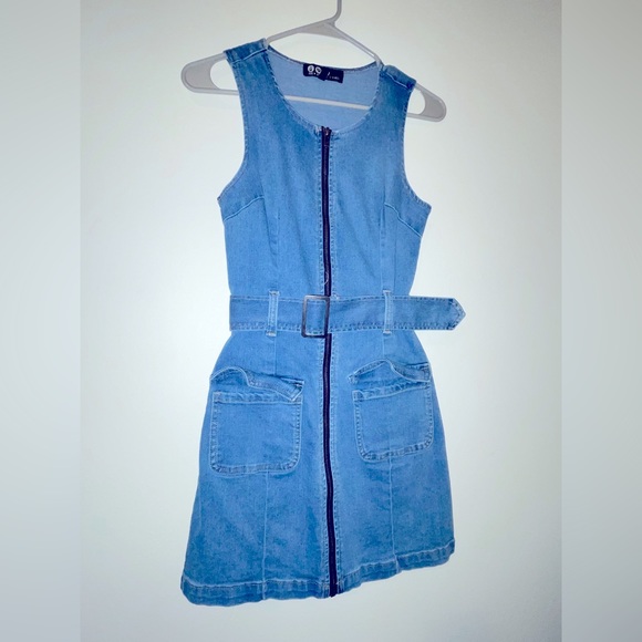 white christmas dresses Rhinestone Rodeo Denim Mini Dress - Dark Wash, Medium | Hazel and Olive main image 0